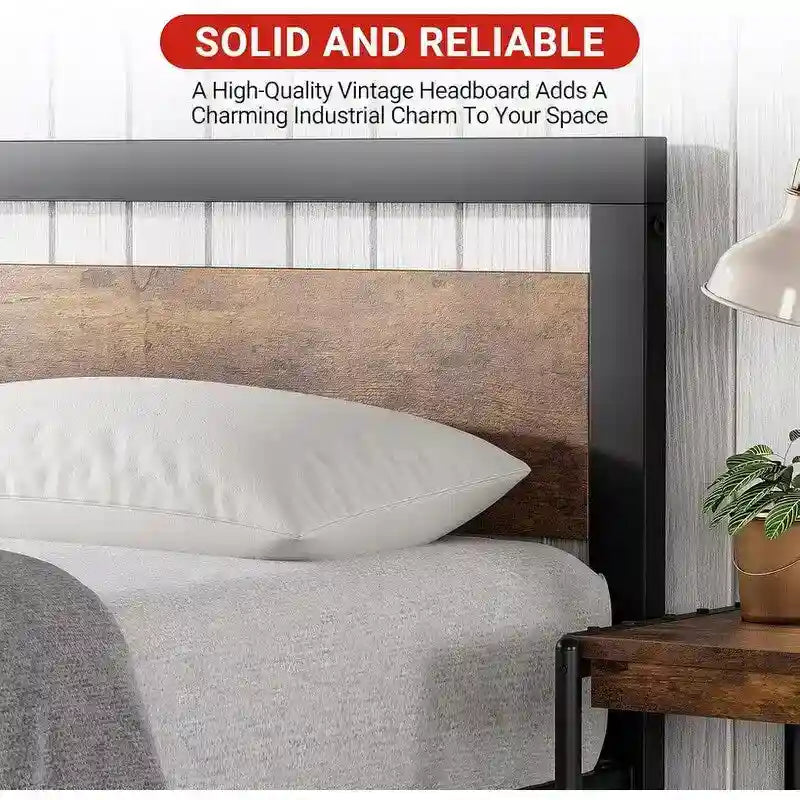 Metalen platformbedframe met hoofd- en voetbord